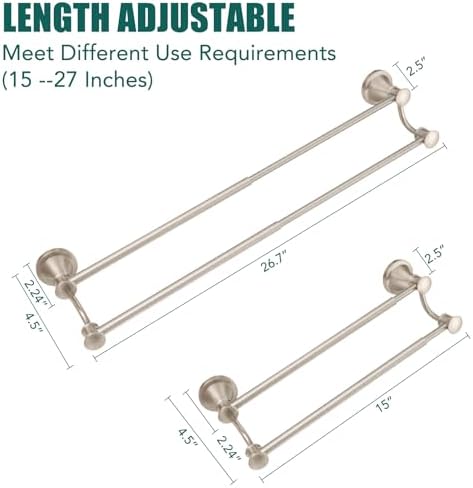 Hoimpro Double Towel Bar Towel Rack for Bathroom Wall Mount Brushed Nickel - Image 4