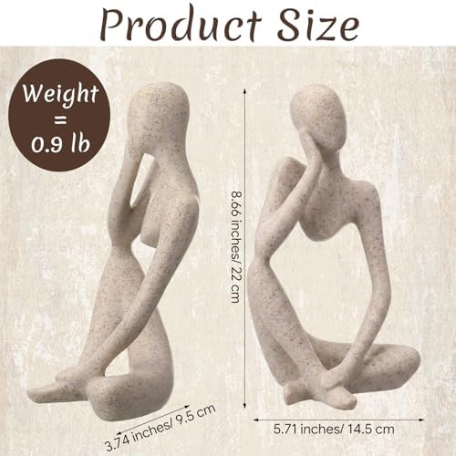 Mifoci 2 Pcs Heavy Duty Thinker Bookends Large Sandstone Book Shelves Decor - Image 2