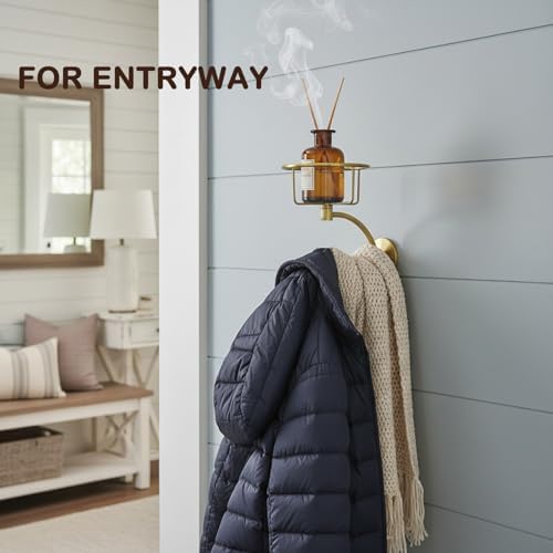 100% Solid Brass Hand Towel Holder, Champagne Bronze Towel Hook, Bathroom Towel Holder with Candle Holder for Wall Décor, Brass Bathroom Accessories, Wall Vase Holder - Image 4