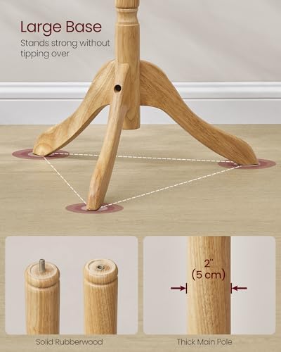 VASAGLE Freestanding Coat Rack, Rubber Wood Coat Tree with 10 Hooks - Image 4