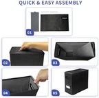 6 Pack Collapsible File Storage Box for Letter Size Documents, Portable File Organizer Box with Plastic Rails and Reinforced Cardboard, Desktop and Home Office Organization, Black - Image 6