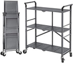 SNTD 3 Tier Rolling Cart, Metal Utility Cart on Wheels, Grey by SNTD