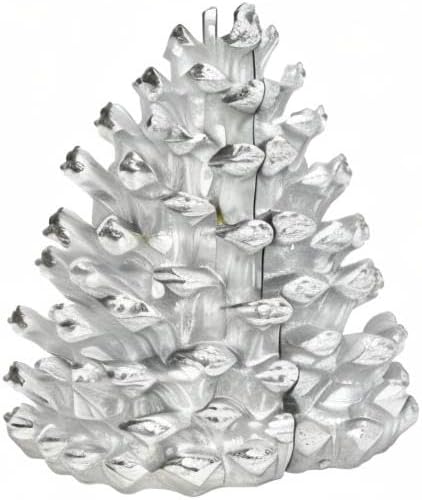 Creative Co-Op Decorative Resin Pinecone Bookends, Silver Finish, Set of 2 - Image 7