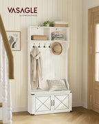 VASAGLE Hall Tree with Bench and Shoe Storage, 6 Tri-Hooks, 2 Doors - Image 2