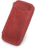 Top Grain Genuine Leather 4 Fountain Pen/Pencil Case Pouch, Handmade Minimalist Design, Zipper Closure with Multi-Function & Slots, Gift Choice for Man/Woman/Office, Matte Red, 4 Slots by CataPurusLeatherCrafts
