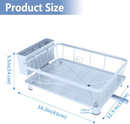 Hiviweer Dish Drying Rack for Kitchen Counter, 16.2" L x 12.5" W,Blue - Image 4