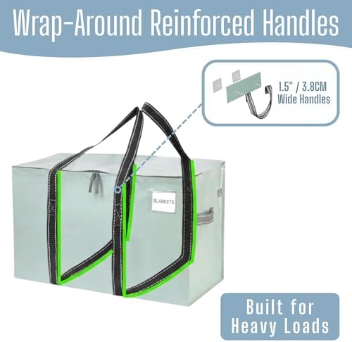 VENO 4 Pack Heavy Duty Moving Bags, Extra Large Storage Bags with Reinforced Handles & Strong Zippers, Foldable & Reusable Moving Box Alternative for Clothes & Dorm Storage - Image 2