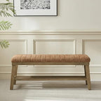 VKNOW Entryway Bench, Storage Shoe Bench with Rubberwood Legs, Orange - Image 6
