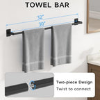 KLJKPA 4-Piece Bathroom Hardware Set, 32 inch Bathroom Towel Holder - Image 2