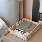 Set of 2 Water Hyacinth Letter Tray for A4 File Desk Mail Letter-Size Paper, Basket Woven Organizer, Magazine Files Storage, Office Document Organizer and Storage - Image 3