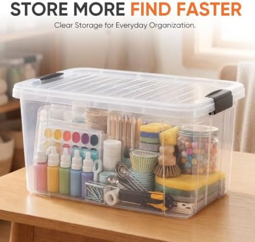Superio 14.7 Quart Clear Plastic Storage Boxes with Lids, Stackable Organizer Containers, BPA-Free Storage Bins for Home, Office, School & Dorm, 10 Pack - Image 2
