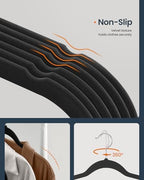 SONGMICS HOME Velvet Pants Hangers with Adjustable Clips, Non-Slip Space-Saving Clothes Hangers, 20 Pack, Shoulder Notches for Skirts, Black - Image 5