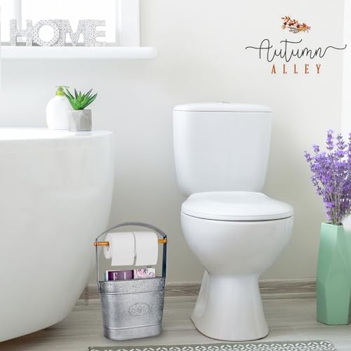 Autumn Alley Farmhouse Toilet Paper Holder - Free Standing With Reserve Storage for Mega Rolls, Magazines - Bathroom Accessories, Galvanized Decor - Image 5