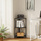 Snughome Corner Shelf with Metal Frame, 3 Tier Corner Storage Organizer, Freestanding Corner Bookshelf Stand Display Rack for Kitchen, Living Room, Black - Image 5