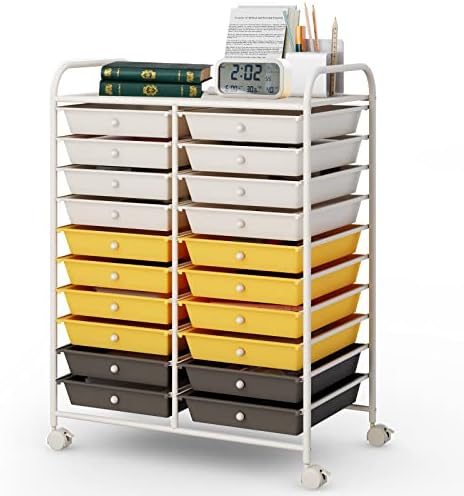 COSTWAY 20-Drawer Rolling Storage Cart, Utility Storage Organizer Cart by COSTWAY