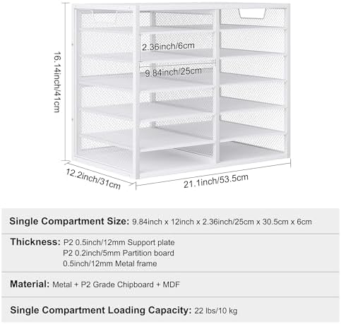 Mail Sorter for Desk, Countertop Literature Organizer, Student Mailbox for Classroom, Desktop Bill Paper Holder Rack for Office Home School, 12 Compartments, White - Image 6