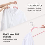 HOUSE DAY Premium Velvet Hangers 100 Pack Light Pink, Non-Slip Flocked Felt Hangers, Sturdy Clothes Hanger with 360° Rotatable Hook, Heavy Duty Durable Slim Coat Hanger for Closet Space Saving - Image 5
