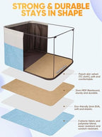 BALEINE 3 Pack Fabric Closet Storage Bins for Shelves, Linen Closet Organizers and Storage, Decorative Baskets for Organizing, Shelf, Clothes, Home, Office (Skyblue, 14''x10''x8.5'') - Image 3