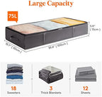 Lifewit Under Bed Storage Containers 4 Pack, Large Capacity Blanket Storage Bags with Reinforced Handle, Organization and Storage for Clothes, Sheets, Towels, Bedroom, Closet, College Dorm, Grey - Image 2