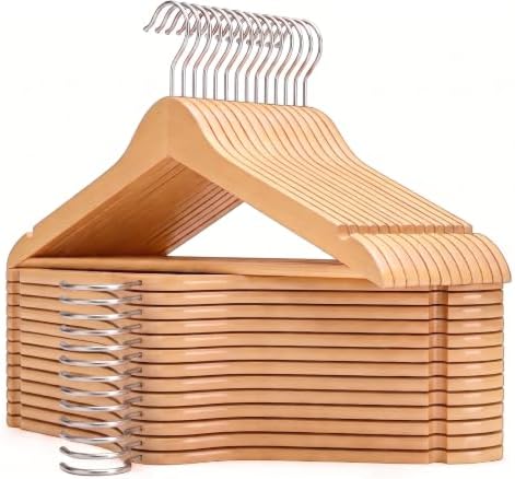 GRANNY SAYS Clothes Hangers for Closet, 30 Pack Wood Hangers, Heavy Duty Wooden Hangers for Coats, Suits, Pants, Natural Wood Color by GRANNYSAYS