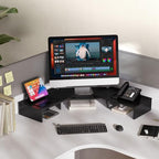 FITUEYES Dual Monitor Stand Riser, Adjustable Length and Angle, Black - Image 3