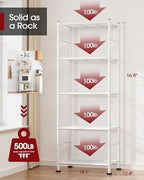 Sakugi 5T Storage Rack Organizer with Hooks, Heavy Duty Metal Garage Rack with Leveling Feet, Freestanding Utility Rack for Bedroom, Balcony and Garage, 18.1"×12.4"×56.8", White - Image 3
