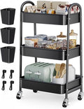 Heavy Duty 3 Tier Rolling Cart Metal with Wheels,Three Tiered Storage Carts by Unknown