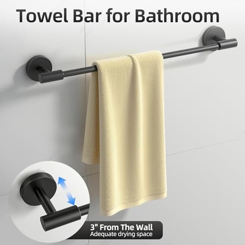 Matte Black Bathroom Hardware Accessories Towel Bar Set 5 Pieces - Image 5