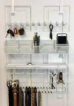 Men’s Over the Door/Wall Hanging Closet Tie and Belt Organizer Rack # 9300 in White 43 Hooks for Men’s Organization Patented by Longstem+Organizers