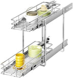2 Tier Individual Pull Out Cabinet Organizer 5½" W x 21½" D, Heavy Duty Cabinet Pull Out Shelves, Slide Out Drawers Organization for Kitchen Cabinets Bathroom by Unknown