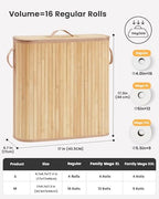 Bamboo Toilet Paper Storage Basket with Lid & Handle - 32L Large Capacity Handwoven Bathroom Organizer for 16 Rolls - Sturdy Stand Holder for Toilet Paper Organization, Natural - Image 3