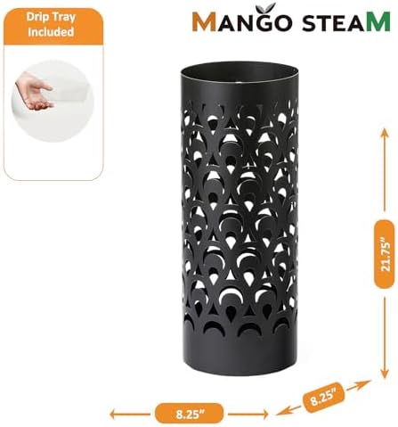 Mango Steam Tall Round Umbrella Holder 21.75 Inches Tall (Peacock Black) - Image 6