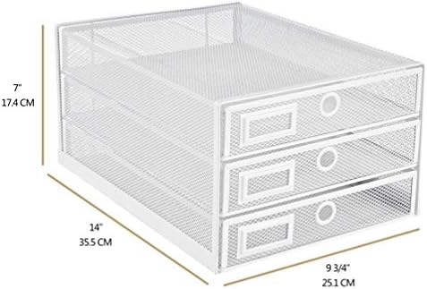 Annova Desk Organizer Wire Mesh 3 Tier Sliding Drawers Paper Sorter/Multifunctional/Premium Solid Construction for Letters, Documents, Mail, Files, Paper, Kids' Art Supplies (White) - Image 3