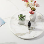Karibiber Marble Serving Tray, 11.8in Round Vanity Tray for Bathroom Countertop, Calacatta Candle Holder for Coffee Table/Kitchen, Stone Home Decorative Catchall Tray for Perfume - Image 3