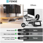 Fenge Monitor Stand Riser, Wooden & Metal Desk Shelf Organizer, Oak - Image 3