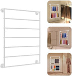 7-Tier Wall Mount Scarf Rack, Heavy Duty Metal Tie Organizer – White - Image 6