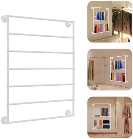 7-Tier Wall Mount Scarf Rack, Heavy Duty Metal Tie Organizer – White - Image 6