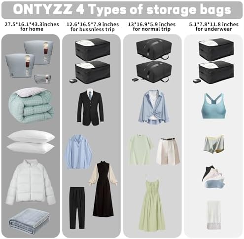 ONTYZZ Vacuum Compression Bag 20 inch Space Saver Bags Travel Case with IP67 Waterproof Zipper for Business Trip, One Bag Black - Image 2