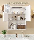 HAIOOU Fluted Bathroom Wall Cabinet with Motion Sensor Light - White - Image 5