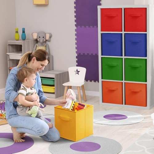 Sorbus Foldable Fabric Storage Cubes, 12 Pack (13 Inch, Deep Rainbow) - Image 5