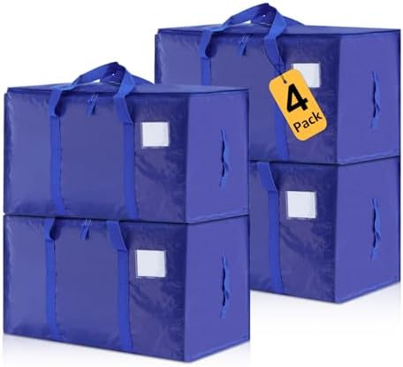 Moving Bags Heavy Duty Extra Large, Moving Boxes, Moving Supplies Essentials, Blue Storage Bins with Lids, Plastic Packing Totes, Storage Bags for Clothes with Handles & Zippers(Blue, 4 Pack) by Unknown