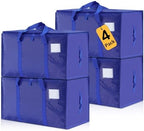 Moving Bags Heavy Duty Extra Large, Moving Boxes, Moving Supplies Essentials, Blue Storage Bins with Lids, Plastic Packing Totes, Storage Bags for Clothes with Handles & Zippers(Blue, 4 Pack) by Unknown