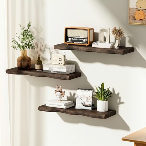 Organic Wavy Edge Floating Shelves,Hidden Brackets,2 Pack 36 in - Image 2
