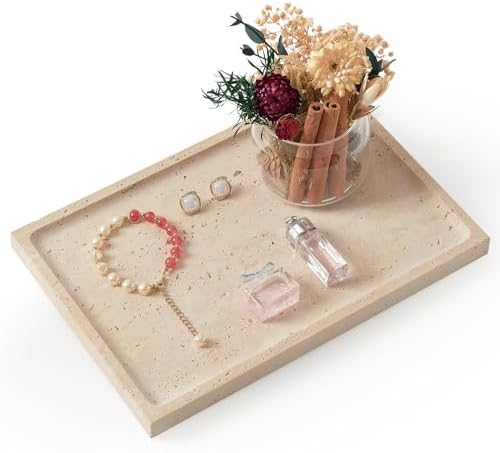 Real Luxurious Natural Marble Tray - 12x8 Inch Marble Vanity Tray by MULWRMarbleTray