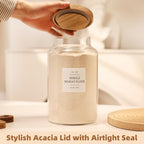 2 Pack Large Glass Flour and Sugar Storage Containers with Airtight Acacia Lids and 132 Kitchen Pantey Labels Preprint - 95 LF OZ Borosilicate Glass Canister Sets for Food,Spaghetti,Cookie,Rice - Image 6