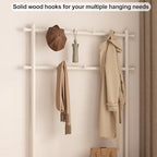 AQIMUELE Coat Rack with Shoe Storage, Wooden Hall Tree with Bench, 11 Hooks and 2-Tier Storage Shelves, 3-in-1, Entryway Bench with Coat Rack (39.3"-Deep White) - Image 5
