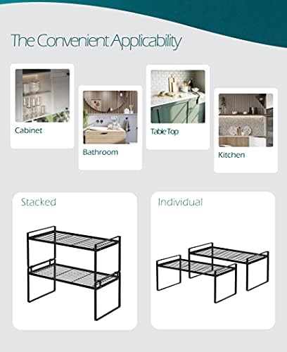 Shantton Cabinet Shelf Organizer, Pantry Shelf Rack, Black 16x8.3x7.3 - Image 4