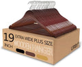 Urby Extra Wide Hangers for Plus Size Clothes, 19 Inch, Walnut Wood, 20pk by Urby