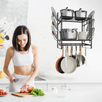 VyGrow 17 Inch Pot Rack Wall Mounted, 2 Tier Pots and Pans Organizer with 10 Hooks and 6 Pot Lid Holders, Heavy Duty Steel Pot and Pan Hanger for Kitchen Cookware Utensils Storage 24" Lx13 Wx20.5 H - Image 6