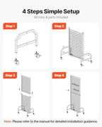 VEVOR Grid Wall Panel, 1.9 x 5.4 ft Wire Grid Panels Display Rack, Movable Art Display Shelf with Wheels and 10 Hooks, Black Carbon Steel Gridwall for Craft Show, Decoration, Storage, Notice Board - Image 5